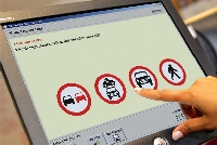 Touch screen display of the real theory test